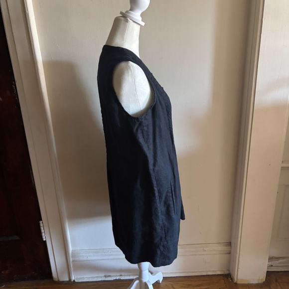 Quince, 100% Linen Sleeveless Swing Dress, Black, Size S - Picture 3 of 7